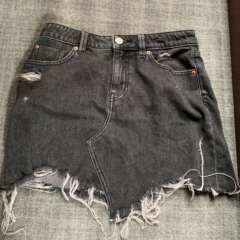 Black denim skirt